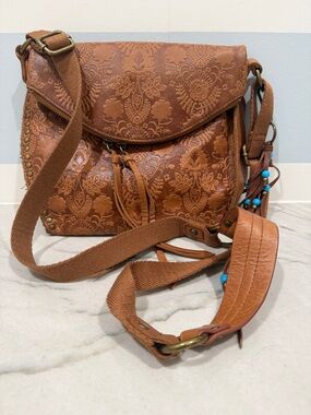The Sak Silverlake Embossed Floral Tabacco Tan Crossbody Bag
